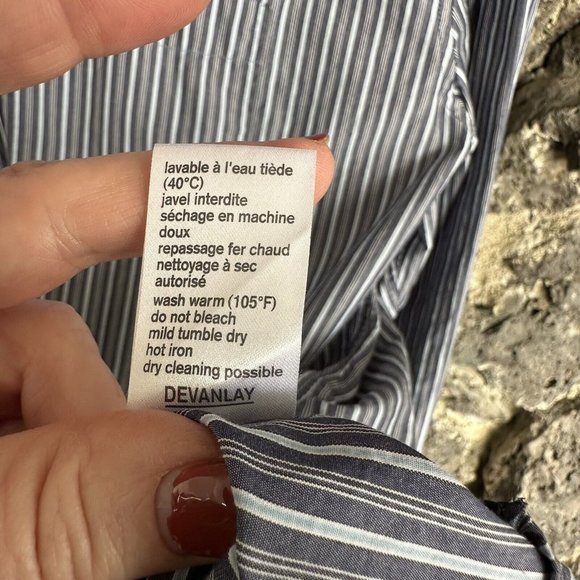 LACOSTE Long Sleeve Button Stripe Shirt Size 44‎ Slim Check Measurements XL - Picture 7 of 9